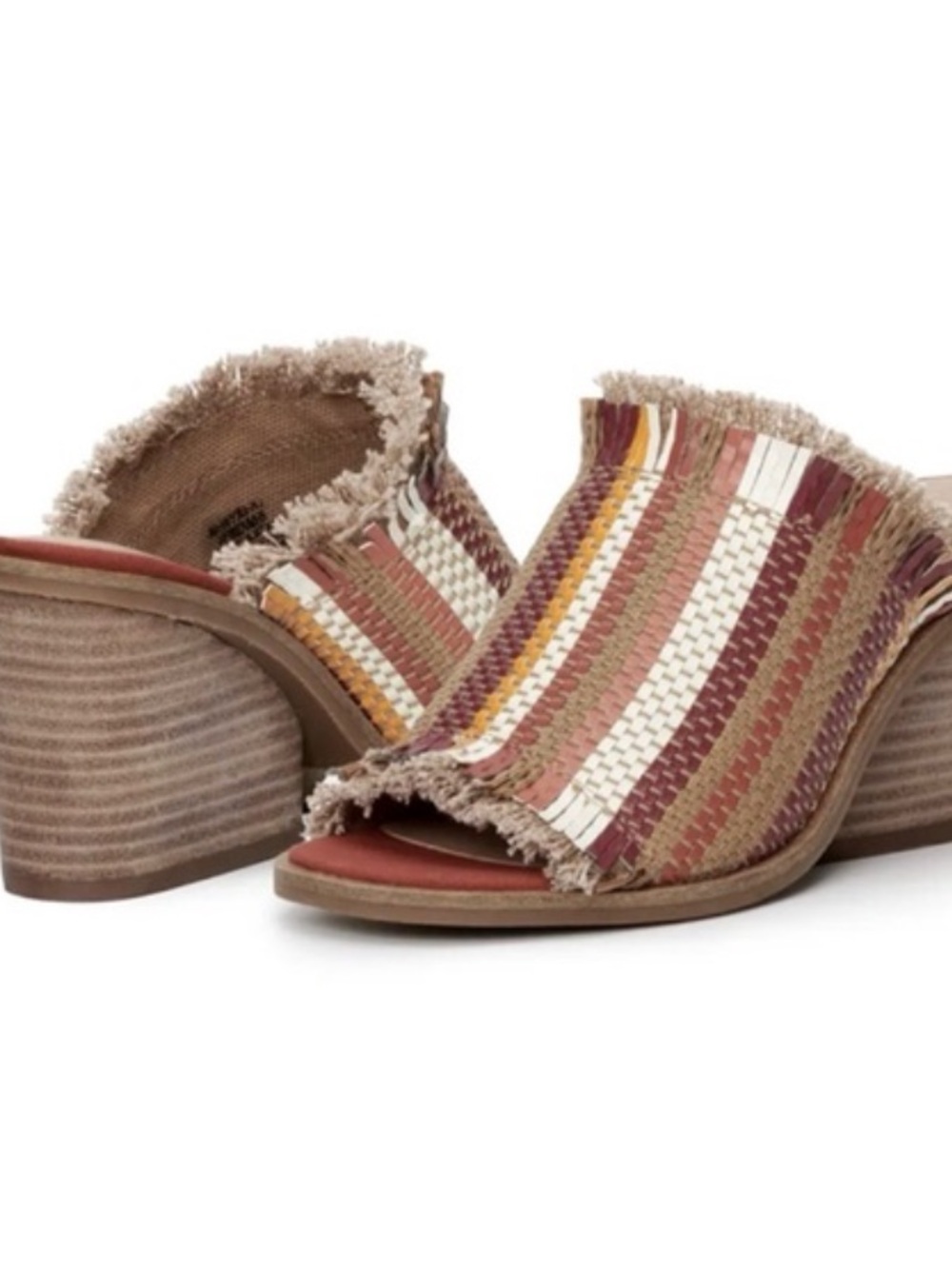 Lucky Brand Leyshia Woven Striped easy slip ons Mule - Multi colored textile 9.5